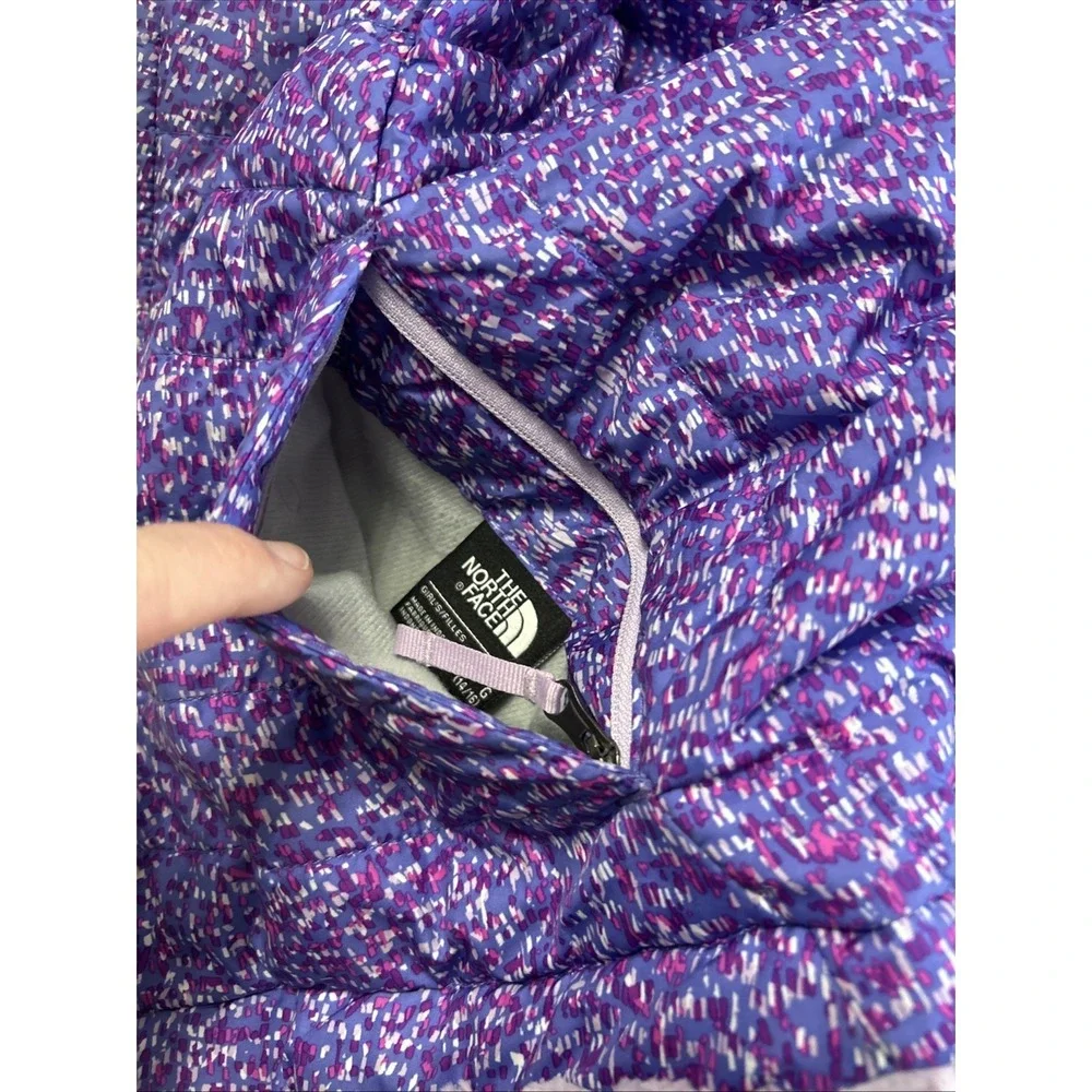 Girls The North Face Mossbud Insulated PURPLE Jacket Reversible‎ Sz Large 14/16